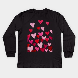 Valentine’s Day Watercolor Hearts – pink Kids Long Sleeve T-Shirt